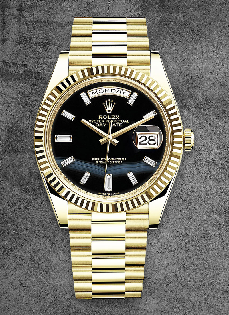 Rolex Unworn Day-Date President 40mm in Yellow Gold with Fluted Bezel