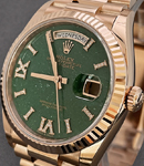 President Day-Date 36mm in Rose Gold with Fluted Bezel on President Bracelet with Green Aventurine Diamond Dial