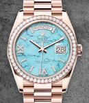 President Day-Date 36mm in Rose Gold with Diamond Bezel on President Bracelet with Turquoise Diamond Dial