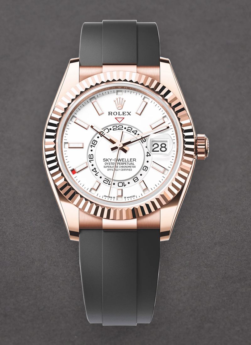 Rolex Unworn Sky Dweller 42mm in Rose Gold with Fluted Bezel