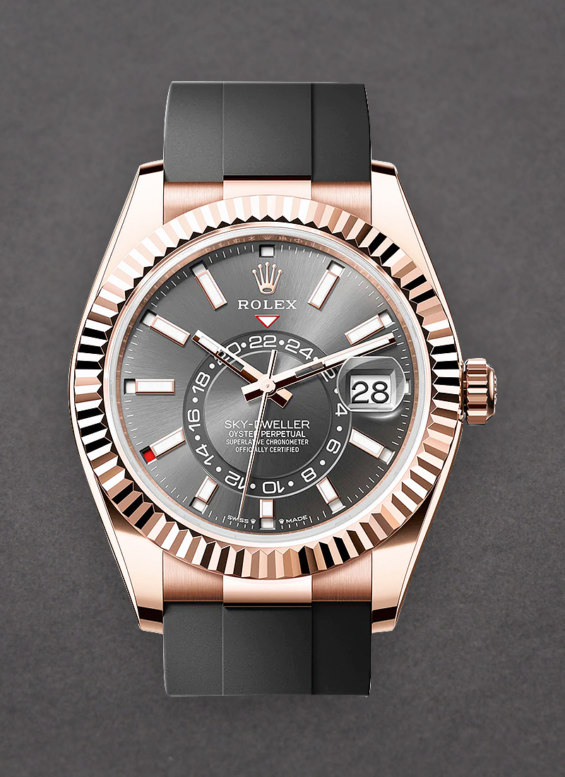 Rolex Unworn Sky Dweller 42mm in Rose Gold with Fluted Bezel