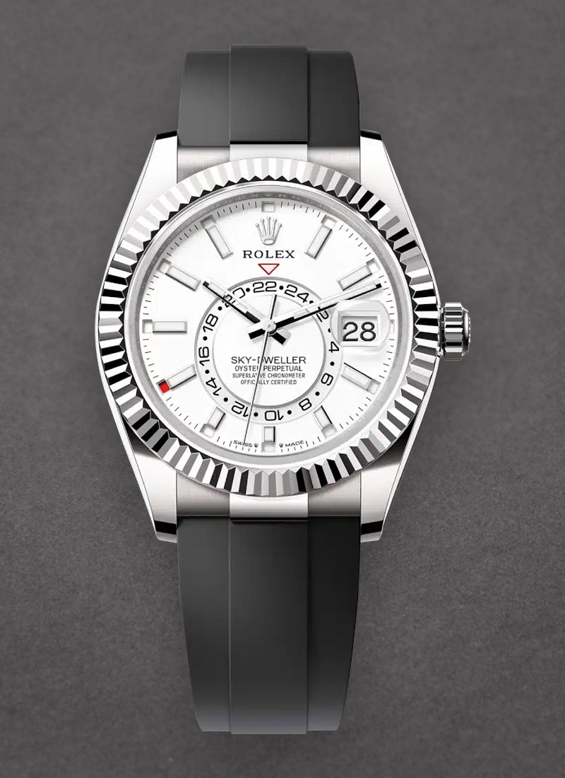 Rolex Unworn Sky Dweller Oyster 42mm in White Gold with Fluted Bezel