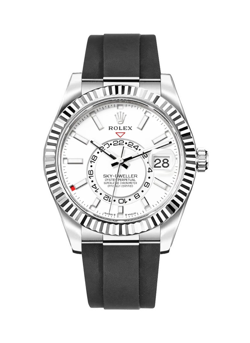 Rolex Unworn Sky Dweller Oyster 42mm in White Gold with Fluted Bezel