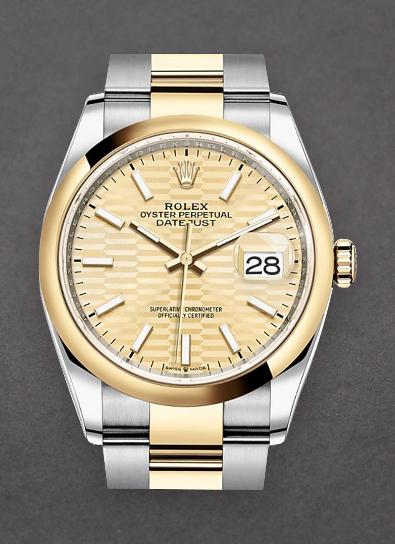 Rolex Unworn Datejust 36mm in Steel with Yellow Gold Smooth Bezel