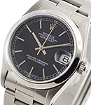 Steel Mid Size Datejust with Oyster Bracelet Smooth Bezel - Black Stick Dial