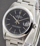 Steel Mid Size Datejust with Oyster Bracelet Smooth Bezel - Black Stick Dial