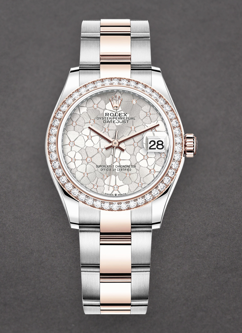 Rolex Unworn Datejust 31mm in Steel with Rose Gold Diamond Bezel