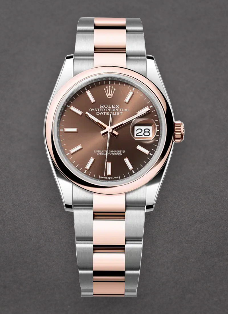 Rolex Unworn Datejust 36mm in Steel with Rose Gold Domed Bezel