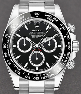 Daytona Cosmograph in Steel with Black Bezel on Oyster Bracelet with Black Dial