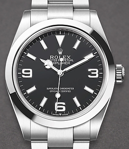 Explorer I 40mm in Steel with Smooth Bezel on Oyster Bracelet with Black Dial Arabic at 3, 6, 9