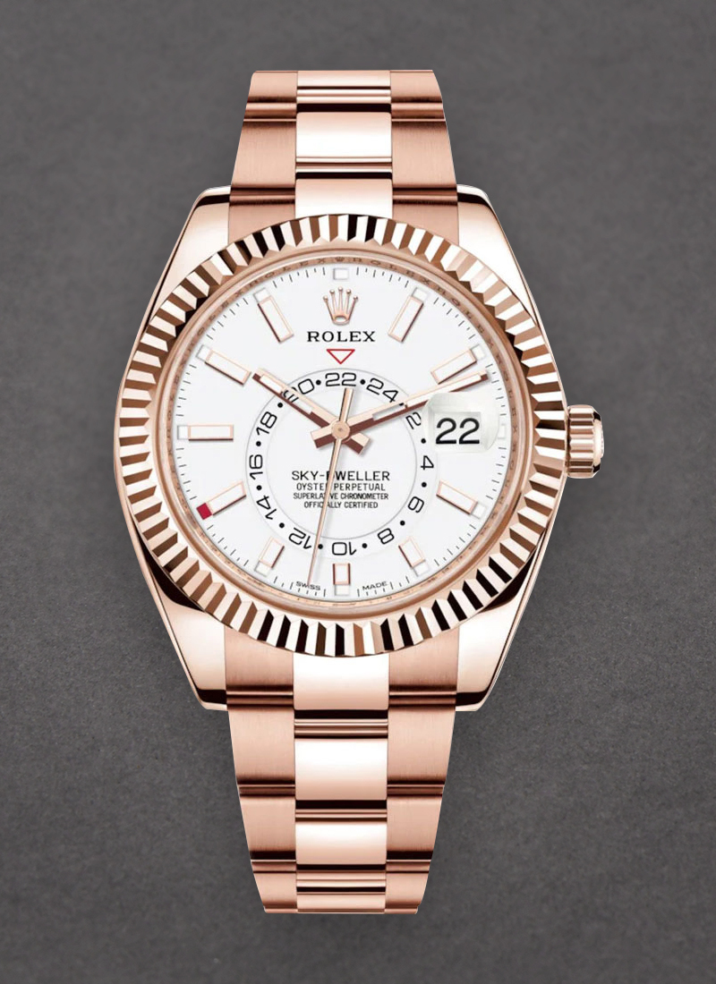 Rolex Unworn Sky Dweller 42mm in Rose Gold with Fluted Bezel