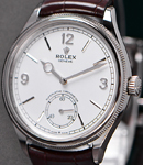 1908 Geneve in White Gold with Domed and Fluted Bezel on Brown Crocodile Leather Strap with White Dial
