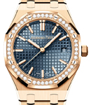 Royal Oak 50th anniversary 34mm in Rose Gold with Diamond Bezel on Rose Gold Bracelet with Blue Dial