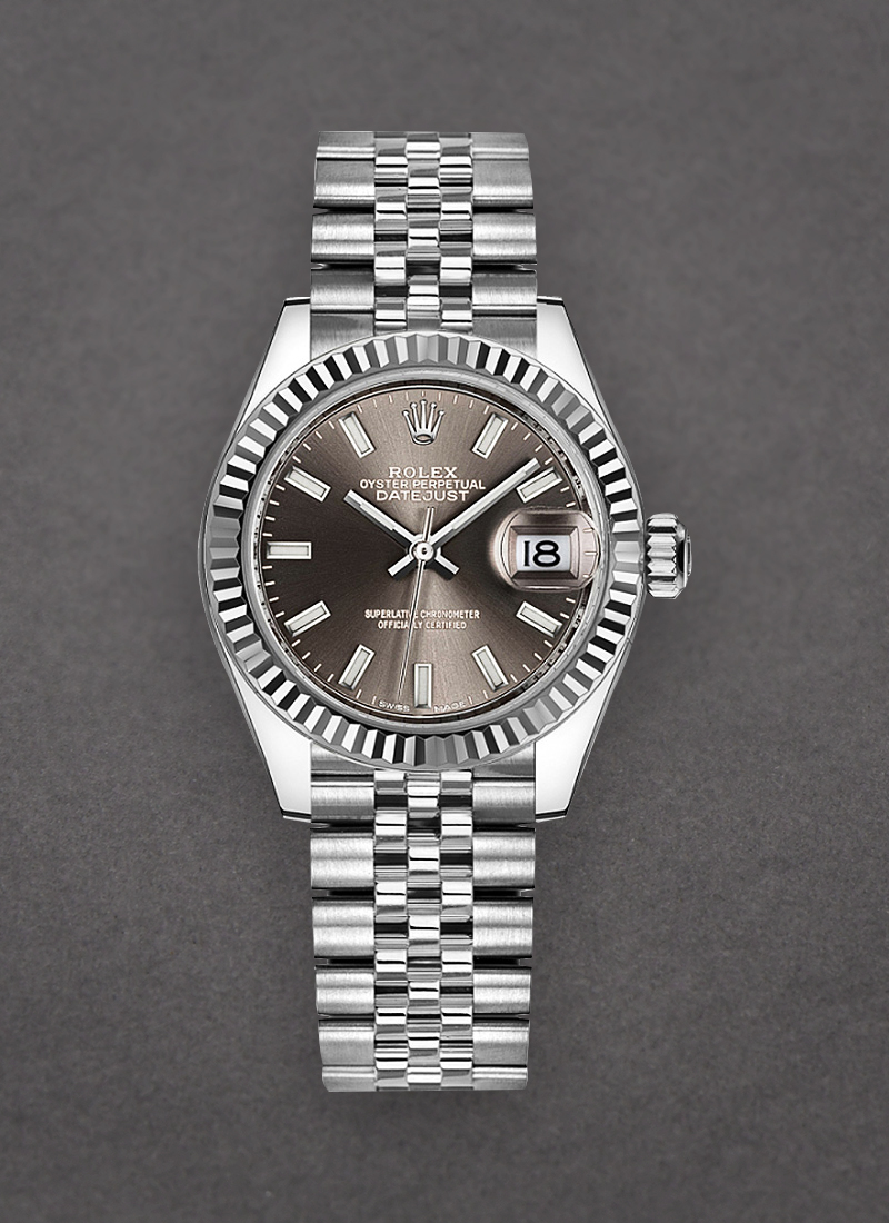 Pre-Owned Rolex Ladies Datejust 28mm in Steel with Fluted Bezel