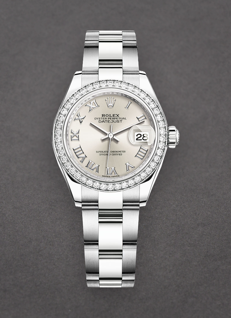 Pre-Owned Rolex Datejust 28mm in Steel with White Gold Diamond Bezel