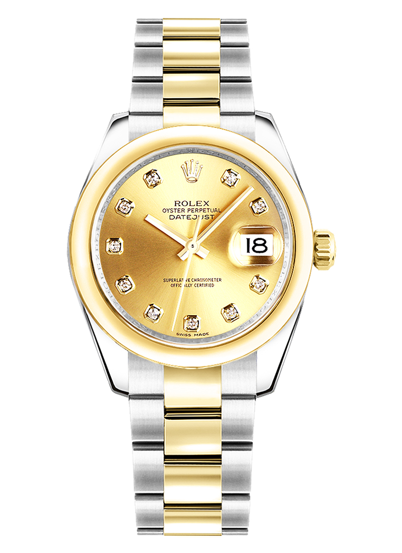 Pre-Owned Rolex Mid Size Datejust 31mm in Steel with Yellow Gold Smooth Bezel