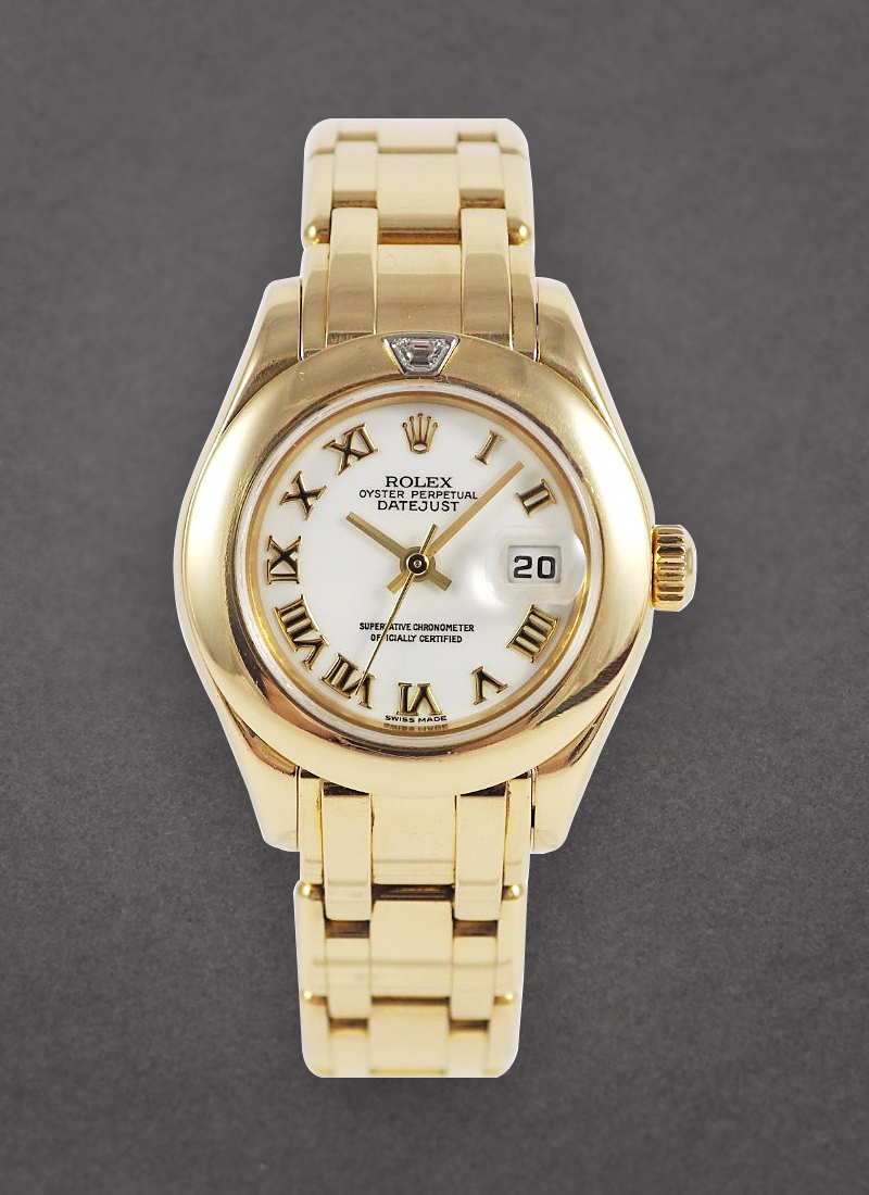 Pre-Owned Rolex Pearlmaster 29mm in Yellow Gold with Triangle Cut Diamond