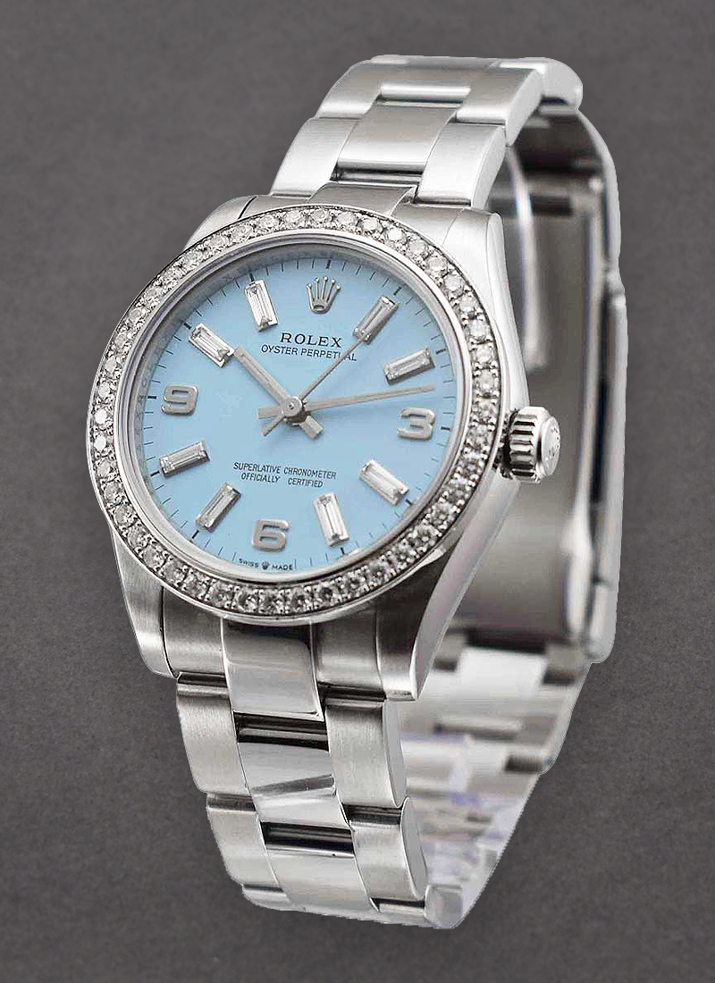 Pre-Owned Rolex Mid Size - Oyster Perpetual - Steel with Custom Diamond Bezel