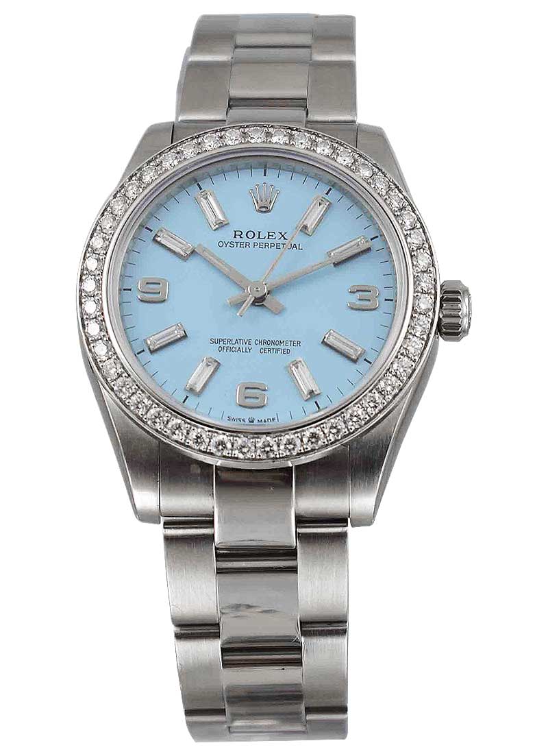 Pre-Owned Rolex Mid Size - Oyster Perpetual - Steel with Custom Diamond Bezel