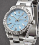 Mid Size - Oyster Perpetual - Steel with Custom Diamond Bezel on Oyster Bracelet with Custom Tiffany Diamond Arabic Dial