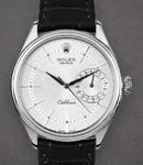 Cellini 50519 in White Gold on Strap with Silver Guilloche Stick Dial