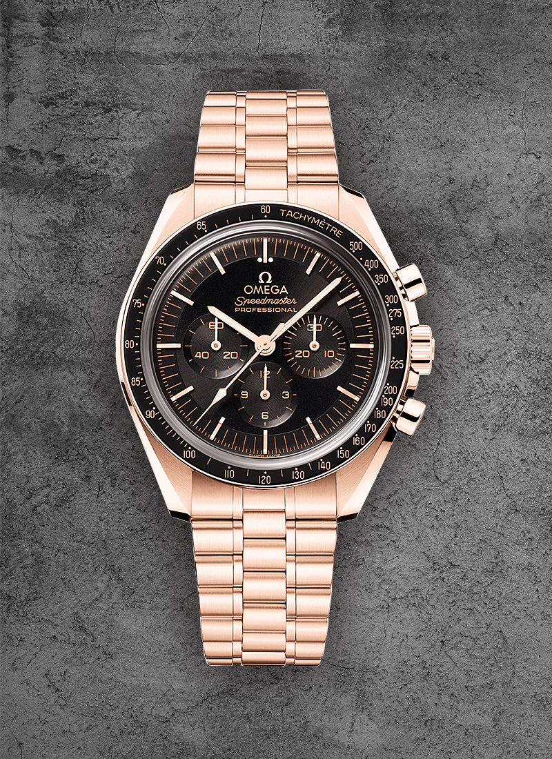 Omega Speedmaster Professional Moonwatch 42mm in Rose Gold with Black Bezel