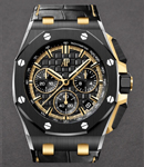 Royal Oak Offshore Chronograph 43mm in Black Ceramic and Yellow Gold on Black Crocodile Leather Strap with Black Dial