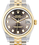 Mid Size Datejust 31mm in Steel with Yellow Gold Fluted Bezel on Jubilee Bracelet with Dark Grey Diamond Dial
