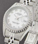 Date Ladies -  26mm -  Engine Bezel on Jubilee Bracelet with White Roman Dial