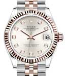 Mid Size 31mm Datejust in Steel with Rose Gold Fluted Bezel on Jubilee Bracelet with Silver Diamond Dial