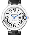 Ballon Bleu 33mm in Steel on Black Crocodile Leather Strap with Silver Dial