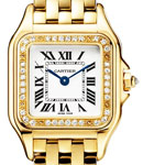Panthere de Cartier in Yellow Gold with Diamond Bezel on Yellow Gold Bracelet with Silver Dial