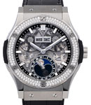 Classic Fusion Aerofusion Moonphase 42mm in Titanium with Diamond Bezel on Black Crocodile Leather Strap with Skeleton Dial