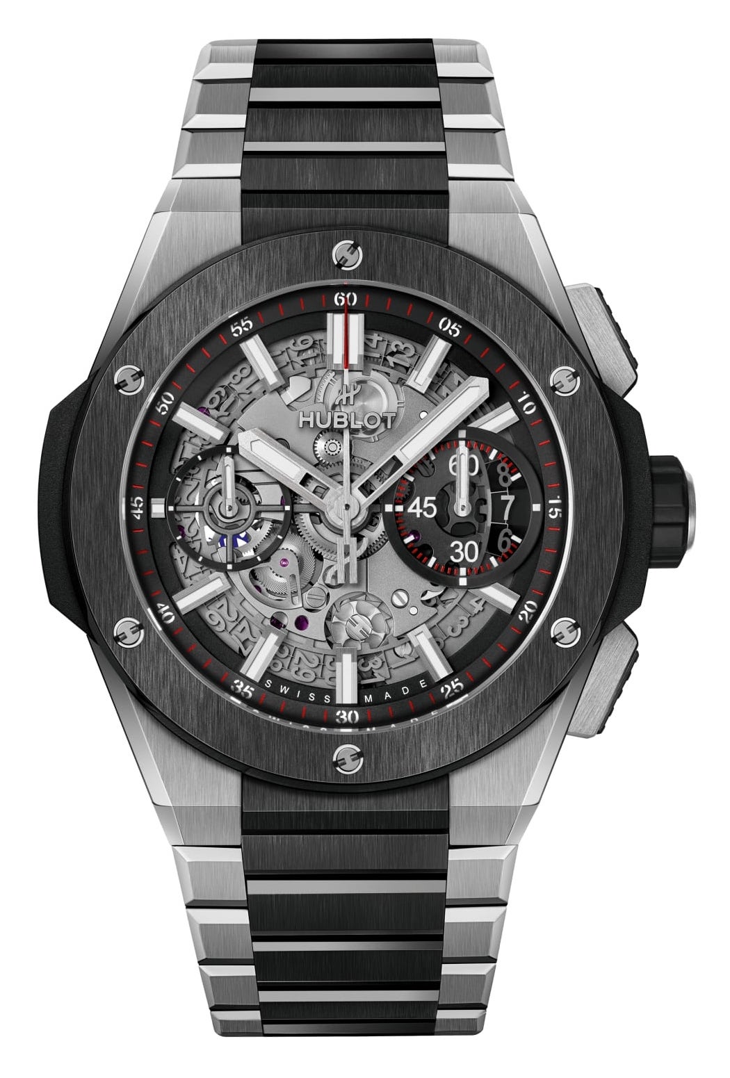 Big Bang Integral 42mm in Titanium with Black Ceramic Bezel on Titanium and Black Ceramic Bracelet with Skeleton Dial