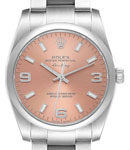New Style Air King in Steel with Smooth Bezel on Oyster Bracelet with Pink Arabic Dial
