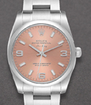 New Style Air King in Steel with Smooth Bezel on Oyster Bracelet with Pink Arabic Dial