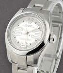 Datejust 36mm in Steel with Smooth Bezel on Oyster Bracelet with Silver Maxi Arabic Dial