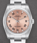 Oyster Perpetual No Date 36mm  in Steel with Fluted Bezel on Oyster Bracelet with Salmon Roman & Diamond Dial