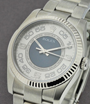 Oyster Perpetual No Date 36mm  in Steel with Fluted Bezel on Oyster Bracelet with Silver-Blue Arabic Dial