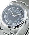 Oyster Perpetual No Date 36mm  in Steel with Fluted Bezel on Oyster Bracelet with Black Arabic Dial