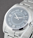 Oyster Perpetual No Date 36mm  in Steel with Fluted Bezel on Oyster Bracelet with Black Arabic Dial