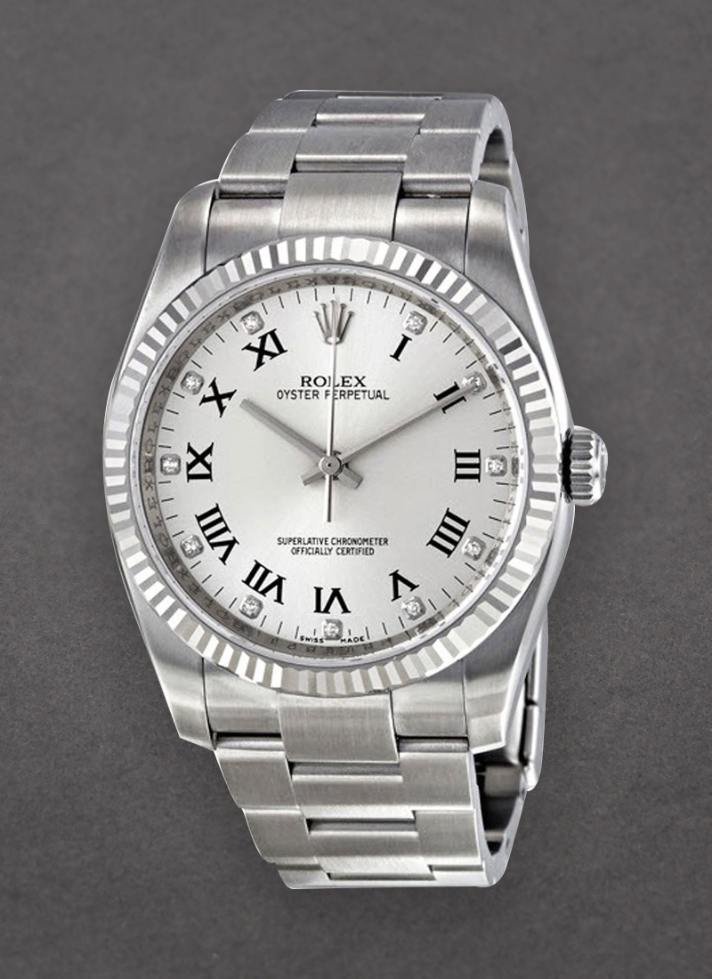 Pre-Owned Rolex Oyster Perpetual No Date 36mm  in Steel with Fluted Bezel