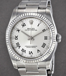 Oyster Perpetual No Date 36mm  in Steel with Fluted Bezel on Oyster Bracelet with Silver Roman Diamond Dial