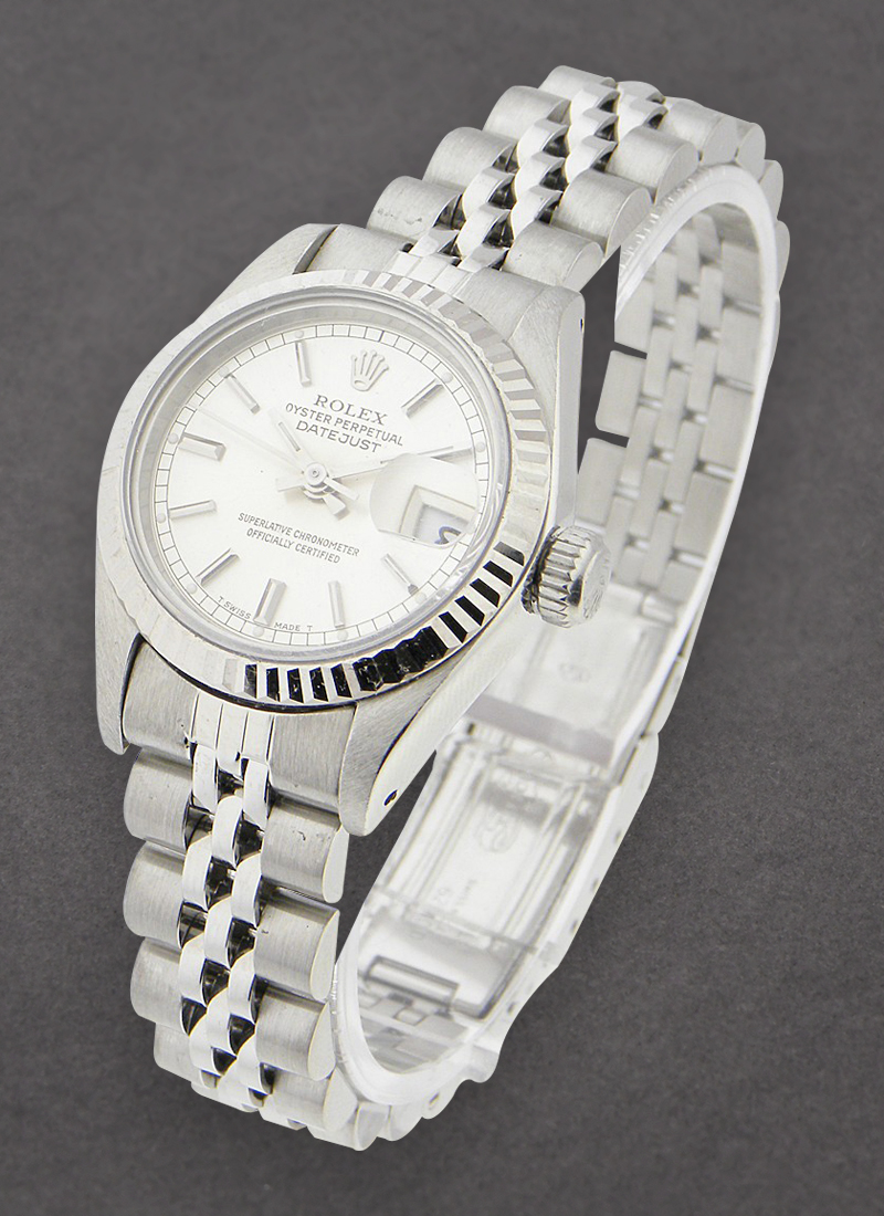 Pre-Owned Rolex Lady's Datejust in Steel with White Gold Fluted Bezel