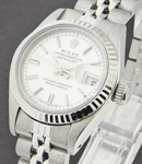 Lady's Datejust in Steel with White Gold Fluted Bezel on Steel Jubilee Bracelet with Silver Stick Dial