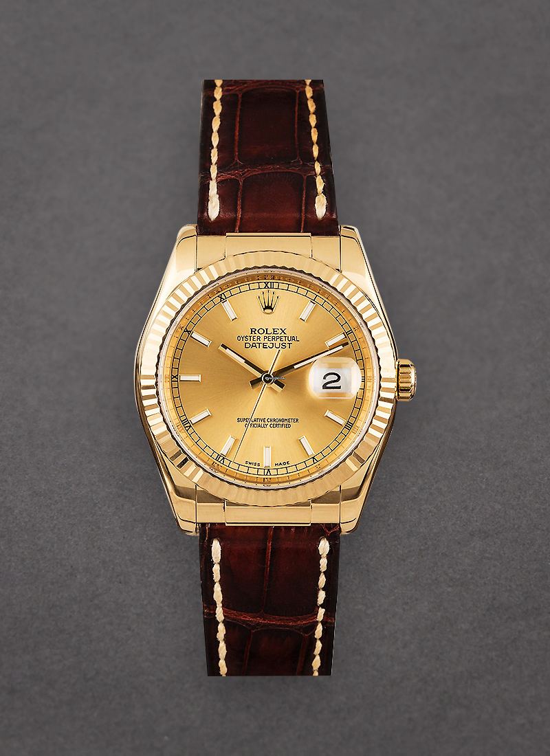 Pre-Owned Rolex Datejust 36mm with Yellow Gold Fluted Bezel