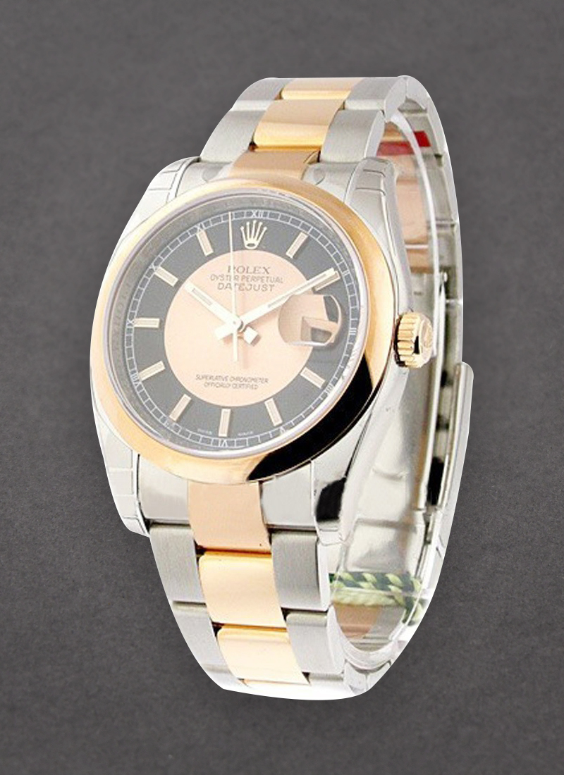 Pre-Owned Rolex Datejust 36mm in Steel with Rose Gold Smooth Bezel