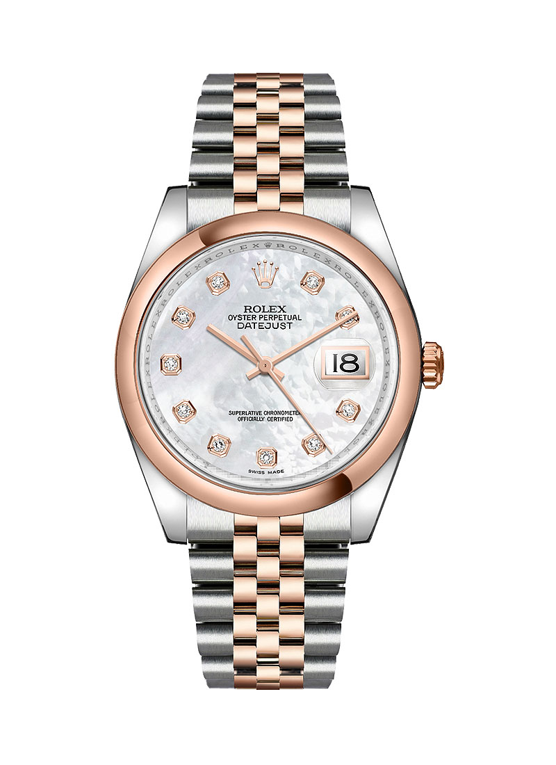 Pre-Owned Rolex Men's Datejust 36mm in Steel with Rose Gold Smooth Bezel
