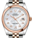 Men's Datejust 36mm in Steel with Rose Gold Smooth Bezel on Jubilee Bracelet with White MOP Diamond Dial