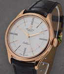 Cellini Time 39mm in Rose Gold on Leather Strap with White Dial